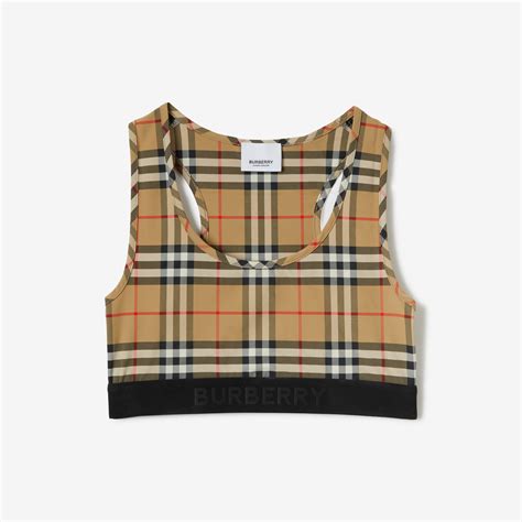 burberry logo bra top|Logo Detail Vintage Check Bra Top in Archive beige .